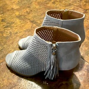 Peep Toe Tassel Booties color Grey